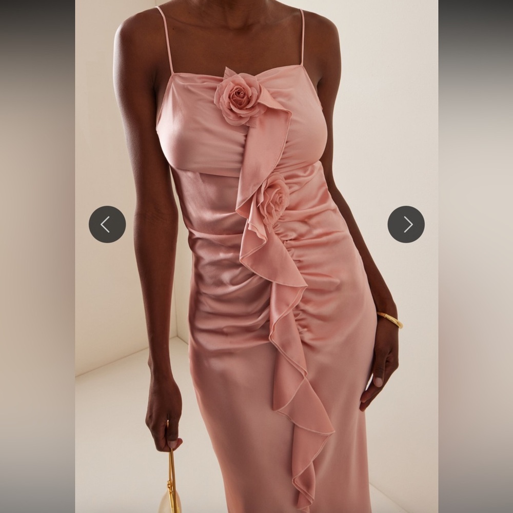 RODARTE Flower Ruched Silk-Satin Dress - Picture 2 of 9